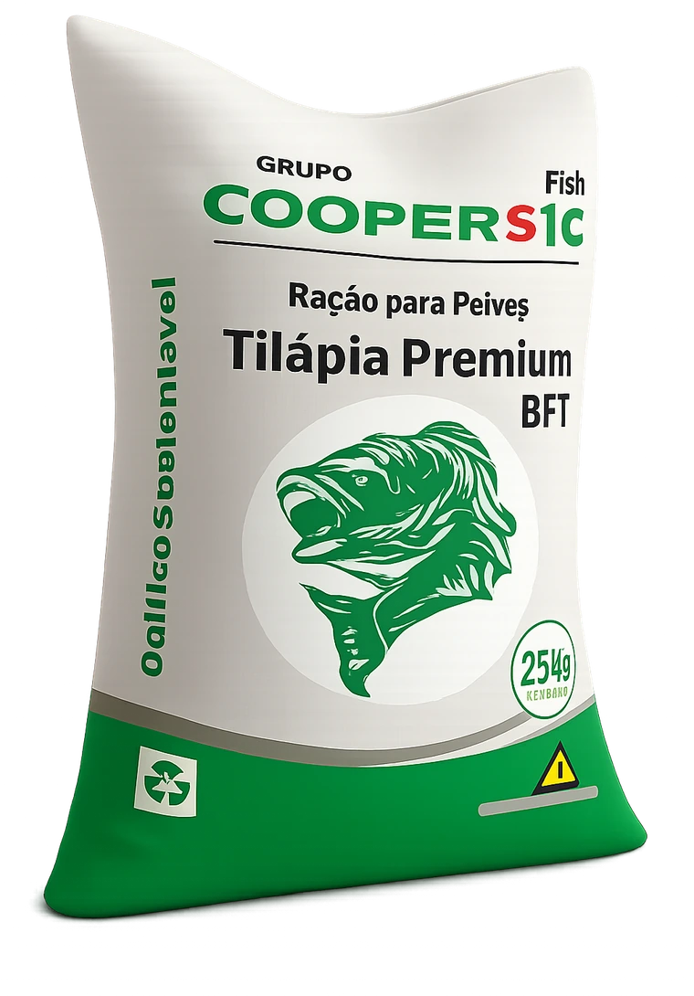 Saco de ração Coopersic Tilápia Premium BFT 25kg